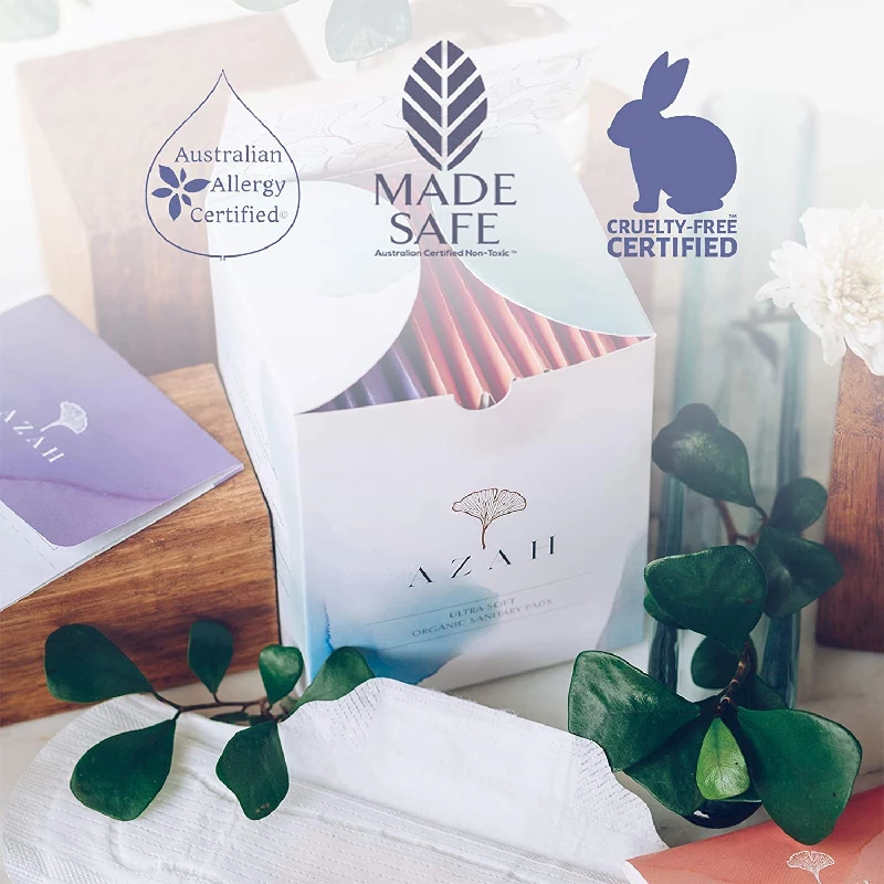 AZAH Organic Sanitary Pads 40 Regular + 40 XL, 80 Pads-5.webp